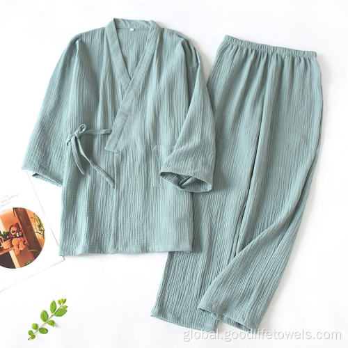 Adult Pajamas kimono couple 100% cotton double gauze sleepwear pajamas Supplier